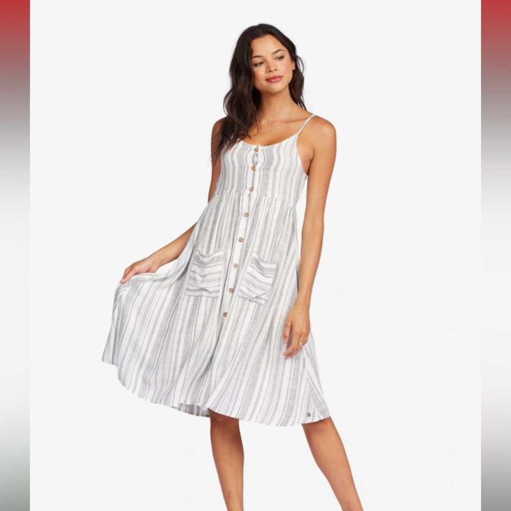 Roxy Glowing Wave Striped Button-Down Sundress